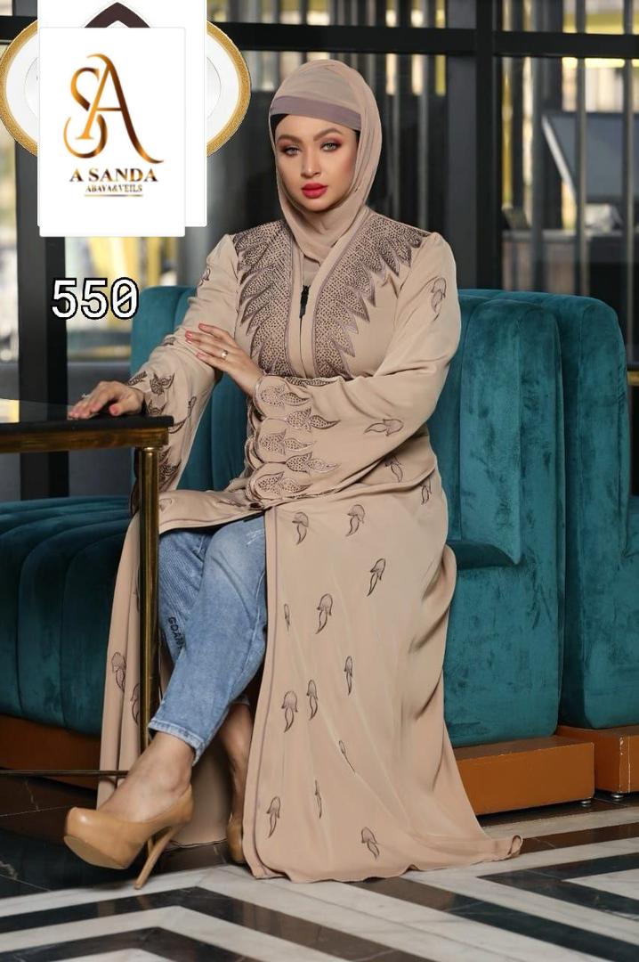 Luxury Embroidered Abaya- Tan