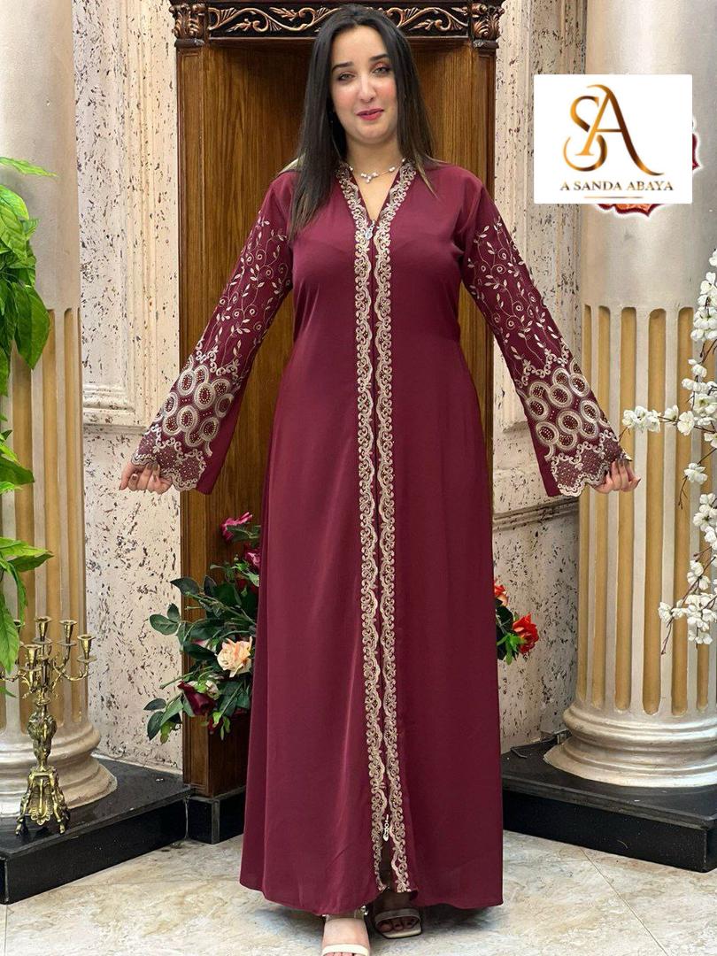 Chic Trendy Abaya- Burgundy