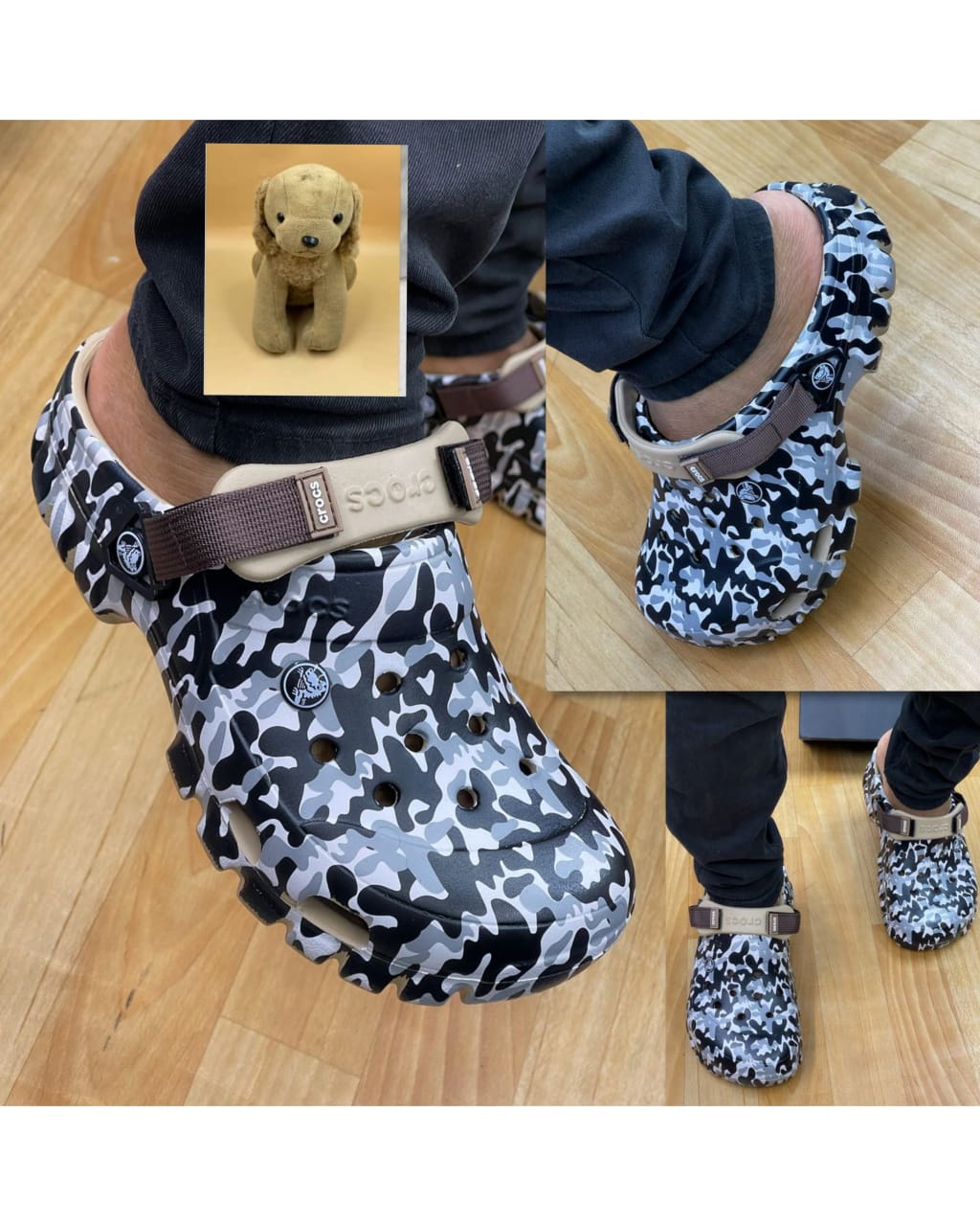 Crocs Slip ons with Brown Sling Back