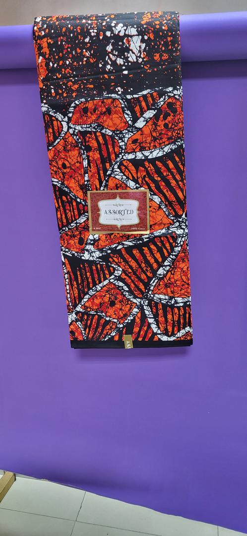 Assorted Pure Cotton Ankara Fabric 02- Orange/Black