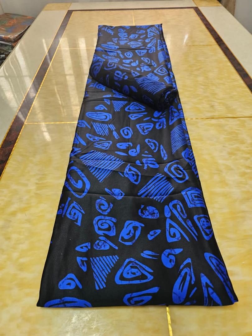 Silk and Chiffon Fabric 26- Blue/Black