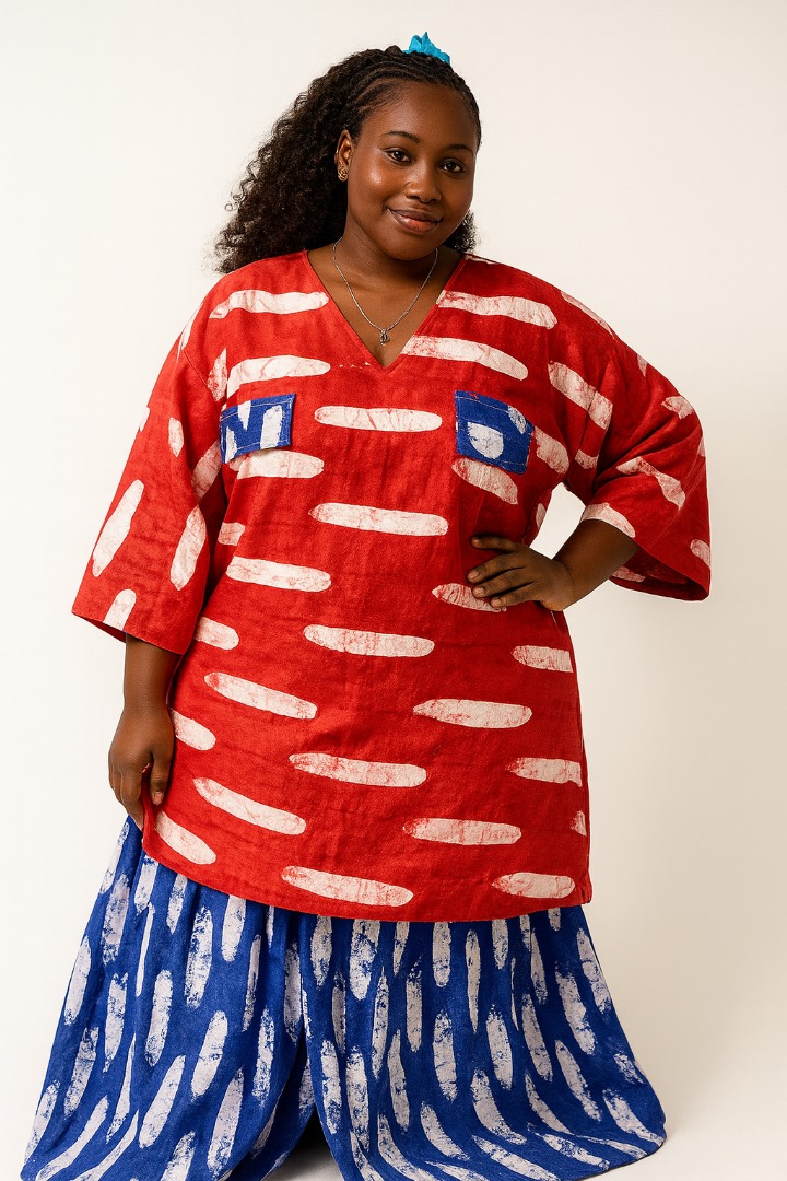 The Titi Butterfly Adire Long Dress