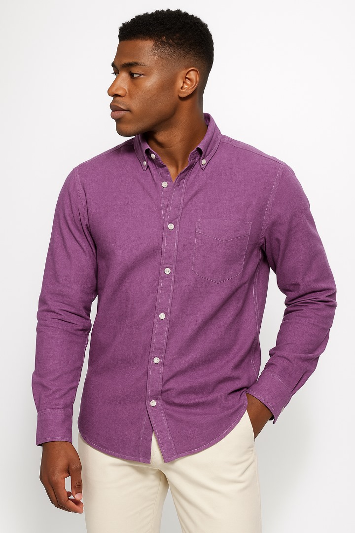 Men's Long Sleeved Corporate Shirt- Purple