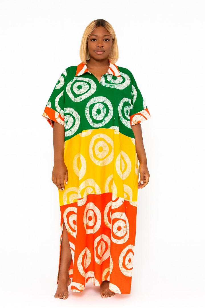 Itoro Collar-neck Ankara Free Dress