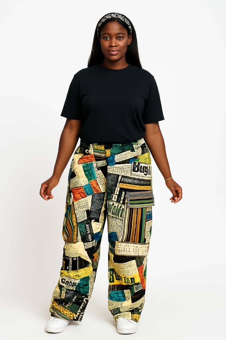 Ankara Cargo Pants- Newspaper Design
