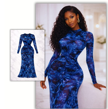 Colorful Mesh Long Sleeved Dress