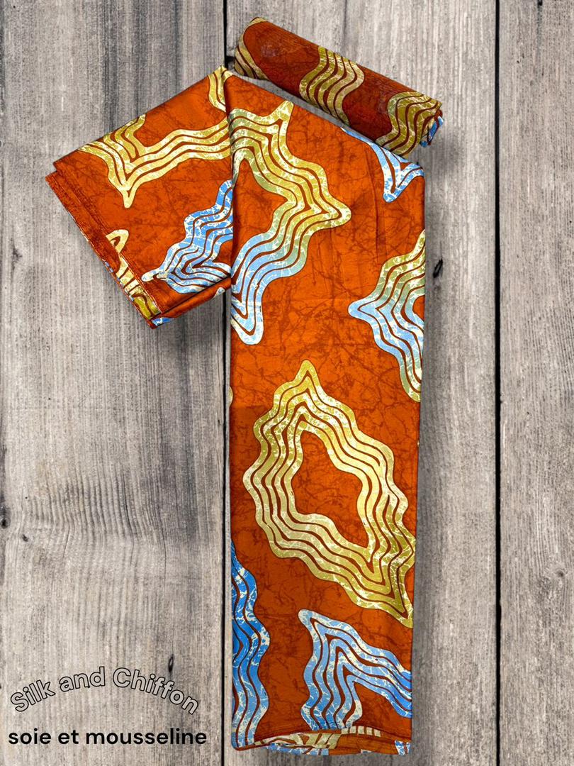 Silk and Chiffon Fabric- Orange