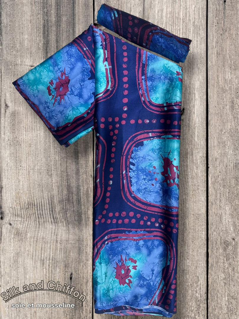 Silk and Chiffon Fabric- Blue