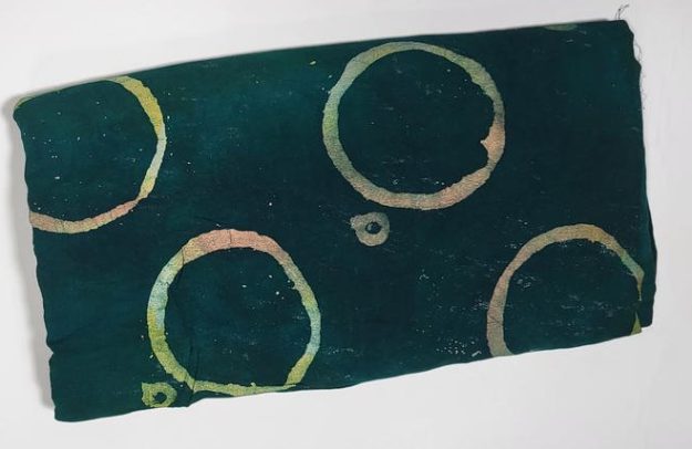 Green Circles Patterned Adire Crepe