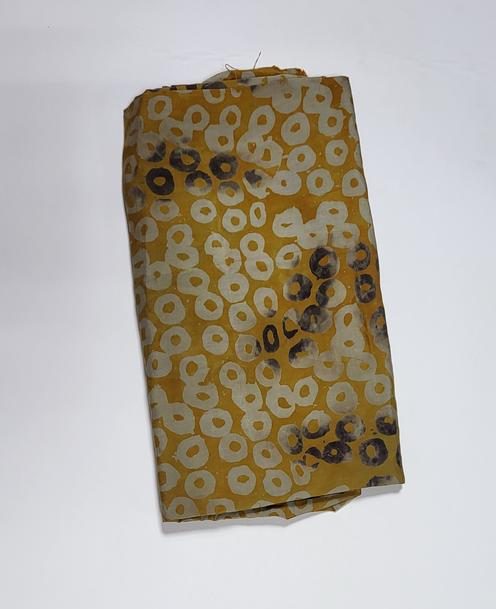 Yellow Ring Patterned Adire Crepe Fabric