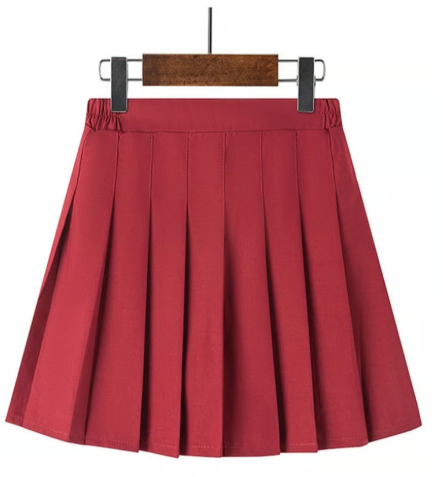 Girls Pleated Mini Skirt School Skirt for Kids Red Skater Skirt