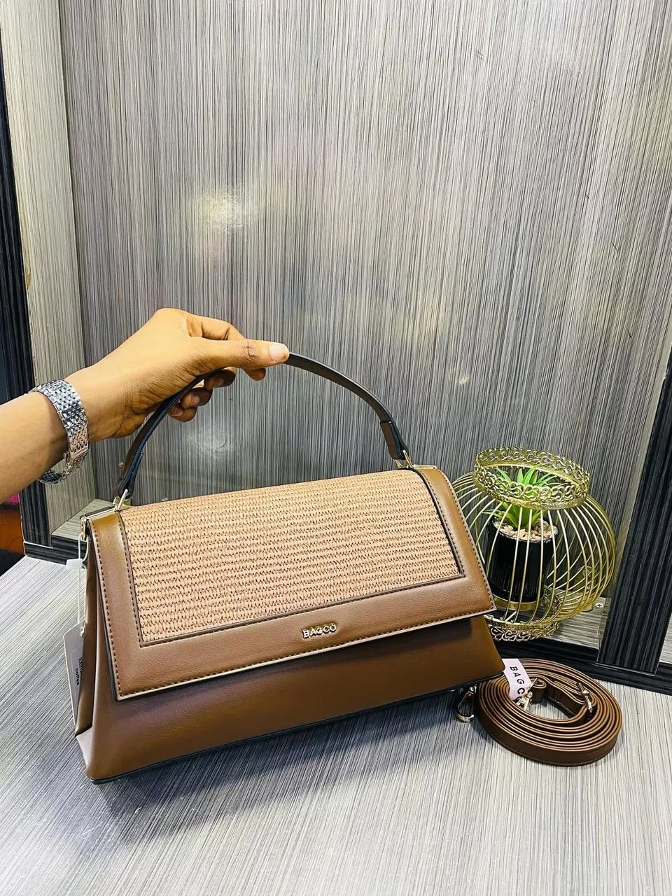 Beige Leather Handbag