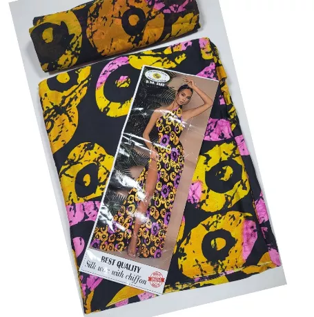 Silk and Chiffon Fabric 44- Yellow