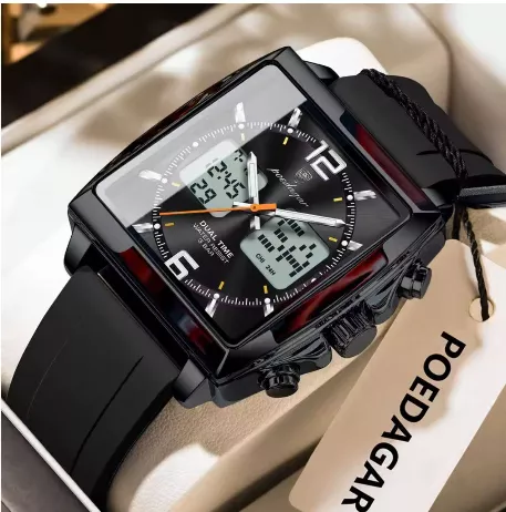 LUXURY BLACK RIMMED POEDAGAR DOUBLE TIMEPIECE