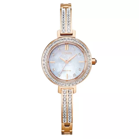 Ladies’ Citizen Eco-Drive Silhouette Swarovski Crystal Rose Gold-Tone Watch