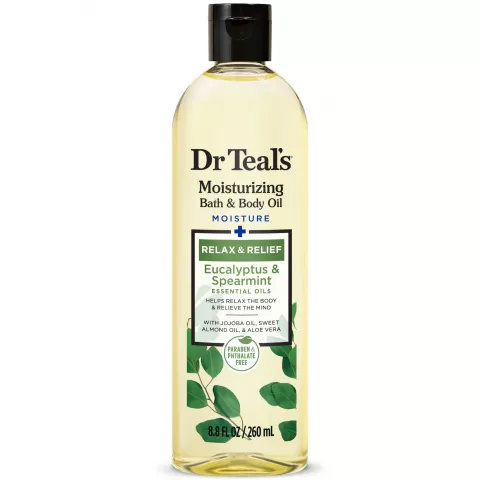 Dr Teal’s Bath & Body Oil Moisture + Relax & Relief Eucalyptus & Spearmint Essential Oils