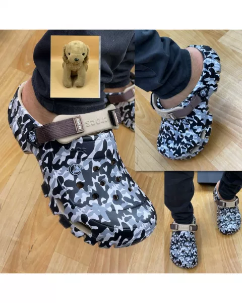 Crocs Slip ons with Brown Sling Back