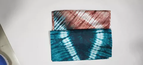 2-Toned Adire Silk- Green/Brown 07