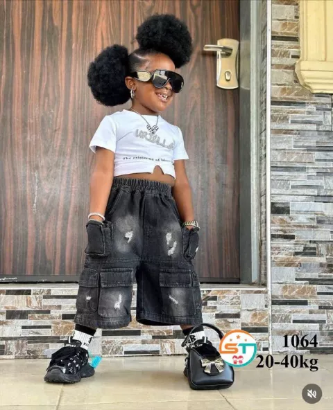 Kids Black Combat Denim And A White Tee