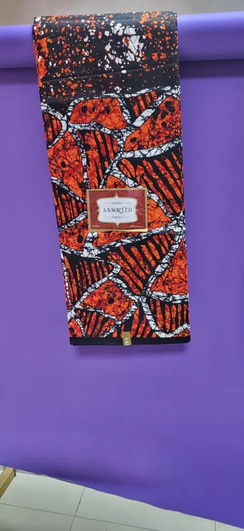 Assorted Pure Cotton Ankara Fabric 02- Orange/Black