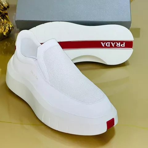 Prada Slip On All White Sneakers