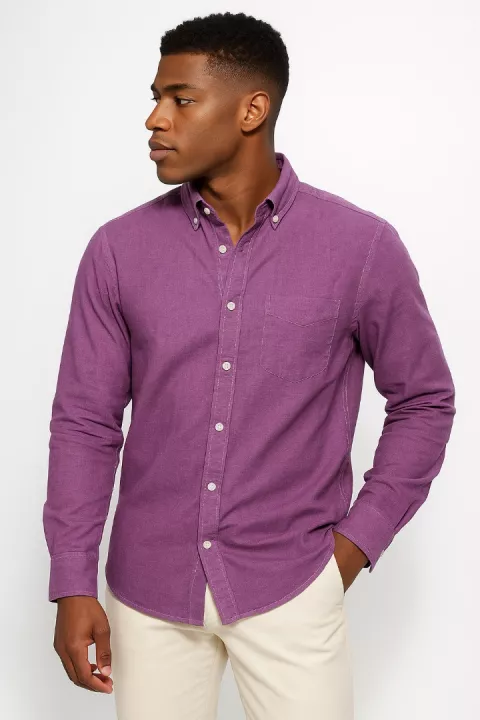 Men's Long Sleeved Corporate Shirt- Purple