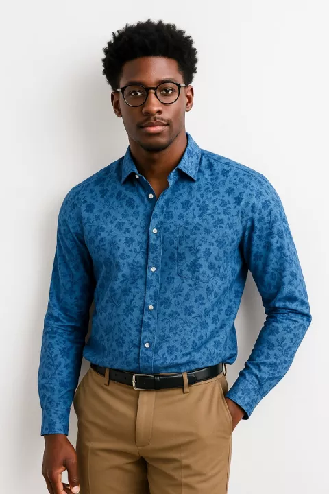 Men's Long Sleeved Corporate Shirt- Blue
