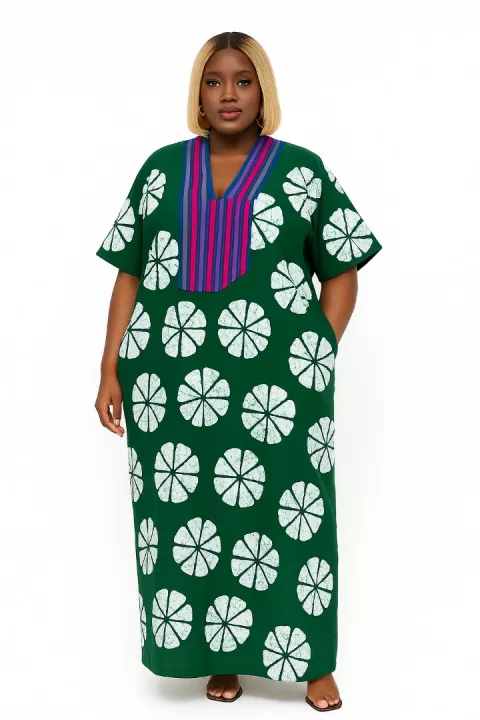 The Zainab Green Ankara Free Dress