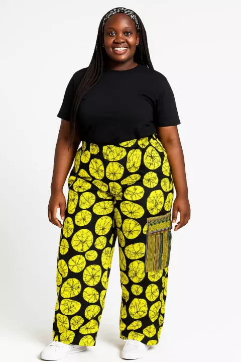 Ankara Cargo Pants- Yellow/Black