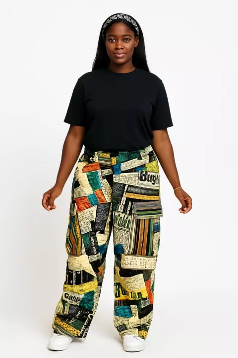 Ankara Cargo Pants- Newspaper Design