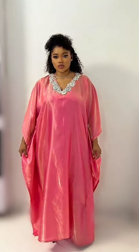 Pink Silk Long Bubu Dress