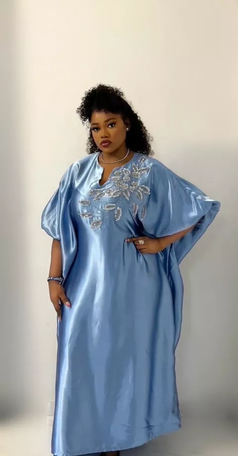 Blue Sophisticated Silk Dress