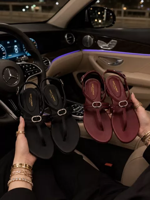 Saint Laurent Inspired Casual Flat Leather Sandal