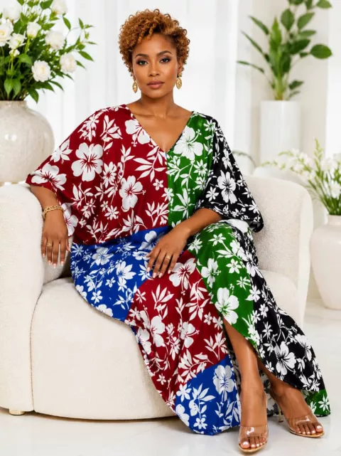 Colorful Flowery Ankara Patchwork Bubu