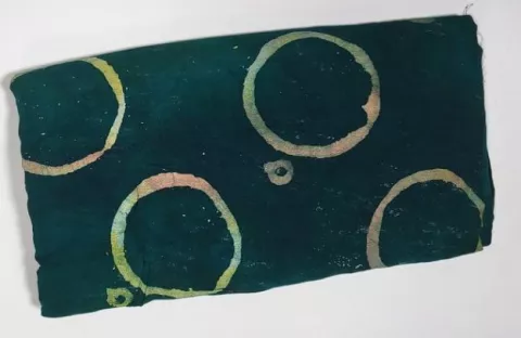 Green Circles Patterned Adire Crepe