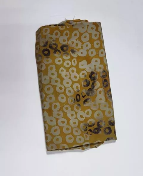 Yellow Ring Patterned Adire Crepe Fabric