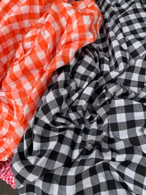Premium Plaid Cotton Fabric by the Yard – Soft Checkered Dress Material for Sewing