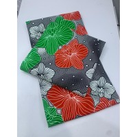 African Wax Print Fabric Ankara Green Red Flowery design