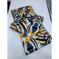 African Batik Wax Fabric Yellow And Black Design