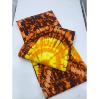 African Batik Wax Fabric Brown And Yellow Design