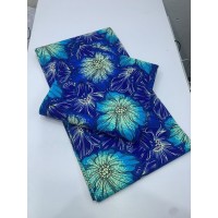 African Wax Print Fabric Blue Flowery Design