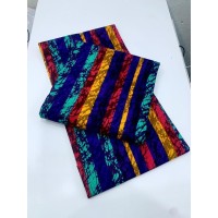 African Batik Wax Fabric Yellow Red Blue Design