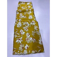 Yellow Flowery Silk Material - 6 Yards