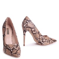 Linzi Aston Snake Skin Nude Court Shoes