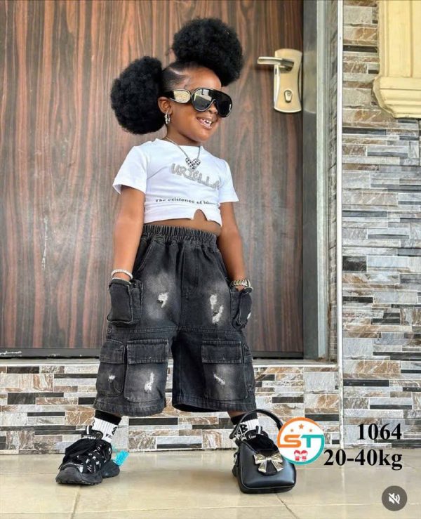 Kids Black Combat Denim And A White Tee