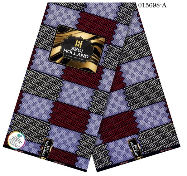 Segi Holland Pure Cotton Ankara fabric- Blue/Wine