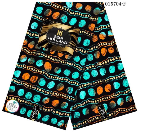 Segi Holland Pure Cotton Ankara fabric- Blue/ Orange