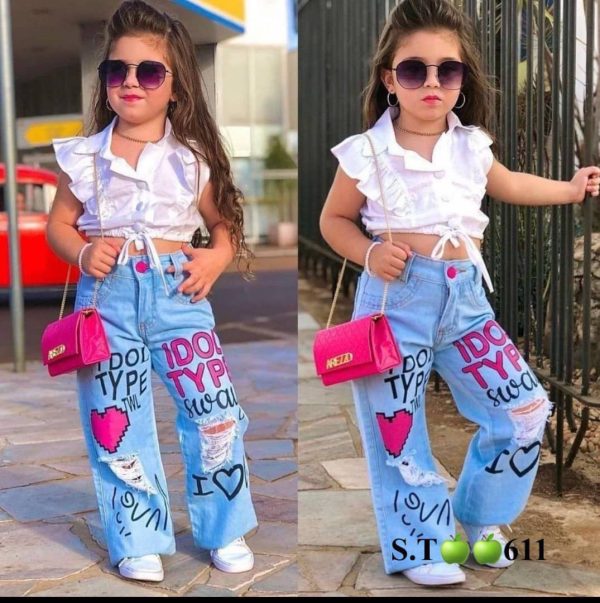 White Top & A Blue Character Denim