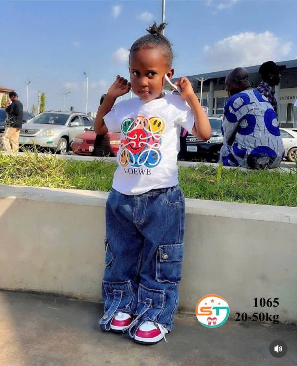 Blue Denim & White Top For Kids
