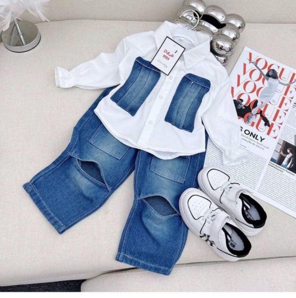 Boy's Jeans 2 piece set with White Shirt
